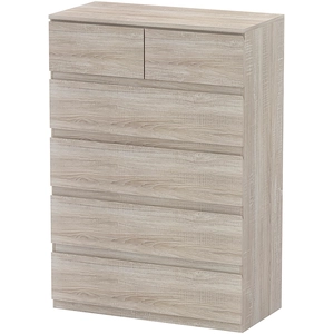 HOMCOM Commode 6 tiroirs meuble de rangement sans poignées design mini... pas cher