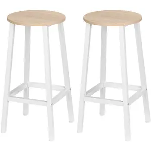 HOMCOM Lot de 2 tabourets style moderne hauteur 65 cm avec repose-pied... pas cher