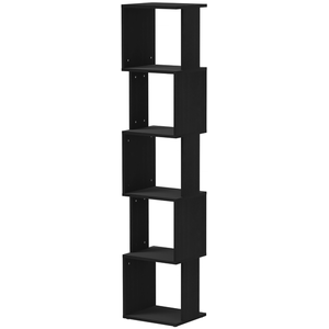 Comparateur de prix : HOMCOM Bibliothèque étagère design zig zag 5 niveaux dim. 33 x 28 x 161 cm noir