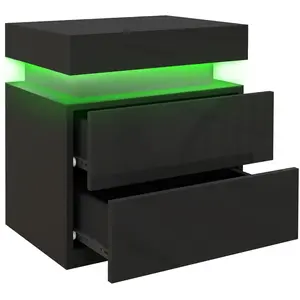 HOMCOM Table de chevet table de nuit lumière LED RVB panneau haute bri... pas cher