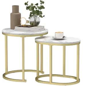 HOMCOM Lot de 2 tables basses tables d'appoint gigognes encastrables s... pas cher