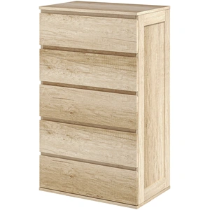 HOMCOM Commode 5 tiroirs meuble de rangement sans poignées design mini... pas cher
