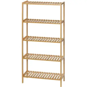 HOMCOM Étagère de rangement en bambou à 5 niveaux, bibliothèque pour s...