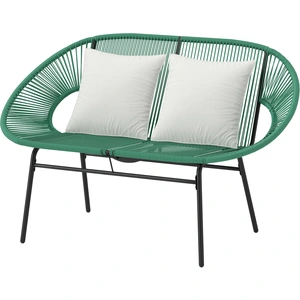 Outsunny Banquette banc de jardin 2 places en acier et cordage en rési... pas cher