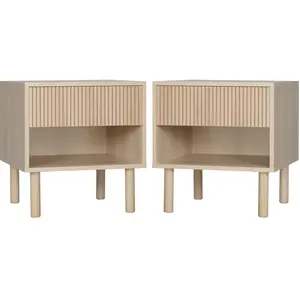 HOMCOM Lot de 2 tables de chevet table de nuit avec tiroirs et niches,... pas cher