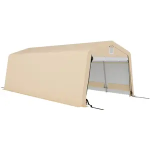 Comparateur de prix : Outsunny Tente garage carport dim 6l x 3,3l x 2,4h m acier galvanisé robuste pe haute densité 150 gm² imperméable anti-uv beige