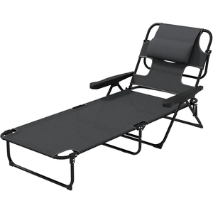 Outsunny Chaise longue de jardin pliante dossier réglable sur 4 niveau... pas cher