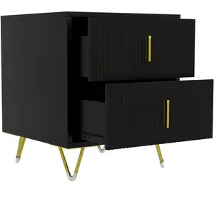 HOMCOM Table de chevet table de nuit avec 2 tiroirs style art déco - 4... pas cher