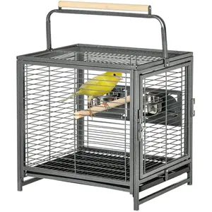 PawHut Cage de transport en acier pour perroquets, cage à oiseaux avec... pas cher