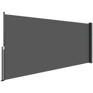 Comparateur de prix : Outsunny Store latéral brise-vue paravent rétractable de jardin dim. 3 x 1,4 m alu. polyester gris foncé