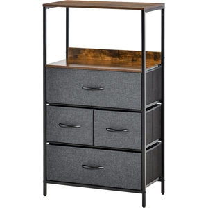 HOMCOM Commode chambre meuble de rangement 4 tiroirs en tissu pliables... pas cher