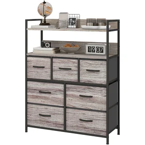 HOMCOM Meuble de rangement commode 7 tiroirs en tissu pliables et amov...