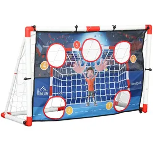 HOMCOM Cage de handball enfant 5 zones cibles - balle, pompe, piquets inclus - blanc rouge pas cher