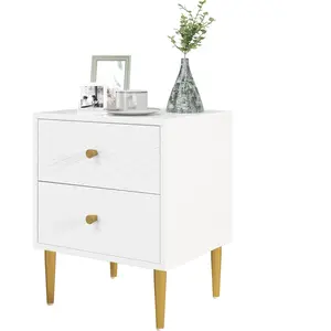 HOMCOM Table de chevet table de nuit avec 2 tiroirs poignées, pieds en... pas cher
