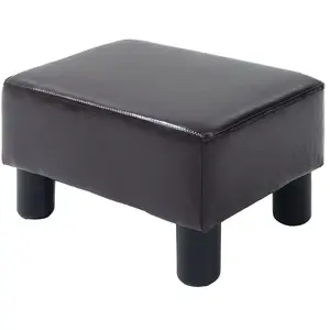 HOMCOM Pouf repose-pied tabouret bas en tissu de polyester capacité de...