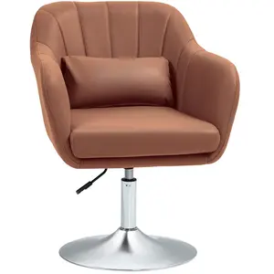 HOMCOM Fauteuil de salon coussins lombaires hauteur réglable pivotant ...