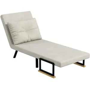 HOMCOM Fauteuil convertible 4 en 1 lit 1 place dossier 5 positions, ac...