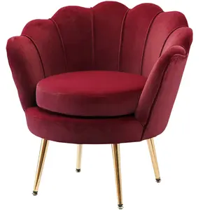 HOMCOM Fauteuil salon fauteuil en velours fauteuil coquillage avec pie... pas cher