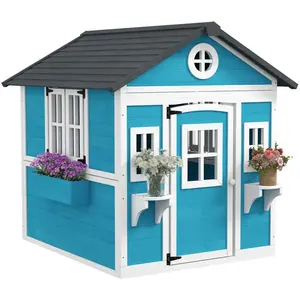 Comparateur de prix : Cabane enfant extérieur - Outsunny - avec porte fenêtres et jardinière...