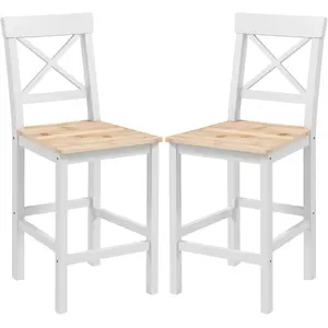 HOMCOM Lot de 2 tabourets de bar, chaises hautes campagne, dossier hau... pas cher