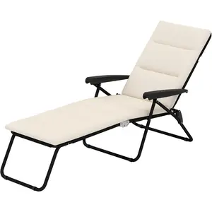 Outsunny Bain de soleil pliable transat inclinable 6 positions avec ma... pas cher