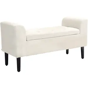 HOMCOM Banc coffre de rangement capitonné avec accoudoirs pour la cham...Vendu paraosom