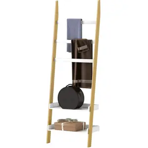 HOMCOM Étagère de rangement étagère échelle avec 2 étagères et 3 porte... pas cher