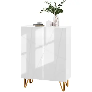 HOMCOM Meuble à chaussures meuble de rangement à chaussures 2 portes étagères réglables 72 x 31,5 x 95 cm blanc laqué pas cher
