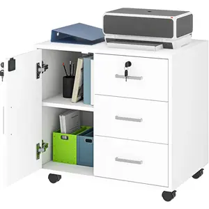 HOMCOM Caisson bureau meuble de rangement verrouillable avec 3 tiroirs...Vendu paraosom
