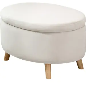 HOMCOM Banc ovale avec rangement intérieur, coffre, pouf, revêtement e...Vendu paraosom