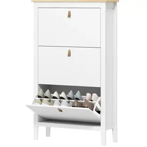 HOMCOM Meuble à chaussures 21 paires, armoire à chaussures avec 3 tiroirs rabattables, étagères amovibles et réglables, blanc pas cher