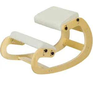 HOMCOM Siège assis genoux, siège ergonomique en bois avec fonction à bascule, chaise à genoux réglable pour bureau à domicile pas cher