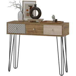 HOMCOM Table console avec 3 tiroirs, table d'entrée étroite avec pieds... pas cher