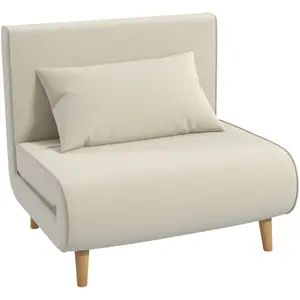 HOMCOM Canapé-lit 1 place avec dossier réglable, coussin inclus et pie...