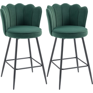 HOMCOM Lot de 2 tabourets de bar, chaises de bar avec dossier et repos... pas cher