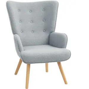 HOMCOM Fauteuil de salon en tissu bouclette, fauteuil capitonné et rem... pas cher