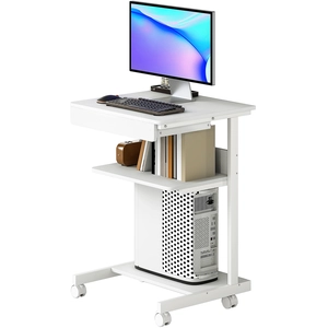 HOMCOM Bureau d'ordinateur sur roues, bureau avec rangement 56 x 51 cm... pas cher