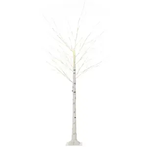 HOMCOM Arbre Lumineux Led Bouleau H. 180 Cm 96 Leds Blanc Chaud pas cher