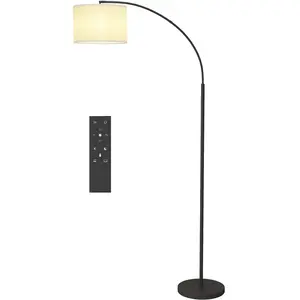 HOMCOM Lampadaire avec télécommande abat-jour réglable 11 température de couleurs et 11 niveaux de luminosité minuterie noir pas cher