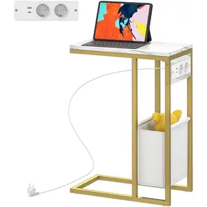 HOMCOM Table d'appoint forme C avec station de charge sac de rangement... pas cher