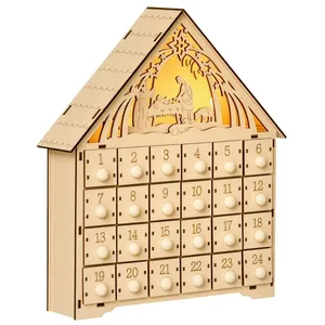 Calendrier de lAvent à remplir - HOMCOM - 24 tiroirs et 5 lumières LED... pas cher