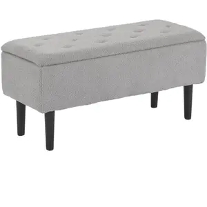 HOMCOM Banc de rangement coffre de rangement surface en cachemire pied...