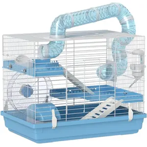 PawHut Cage pour hamster portable avec cabane, roue de course, gamelle... pas cher