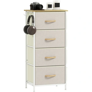 HOMCOM Commode 4 tiroirs en tissu, meuble de rangement avec 4 poches, ...