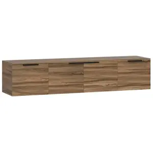 HOMCOM Meuble tv suspendu flottant design effet bois de noyer 4 portes... pas cher
