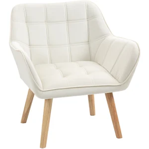 HOMCOM Fauteuil style scandinave dossier haut et accoudoirs, revêtemen... pas cher