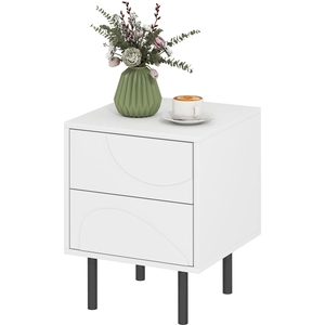 HOMCOM Table de chevet étroite, table d'appoint avec 2 tiroirs à ouver... pas cher