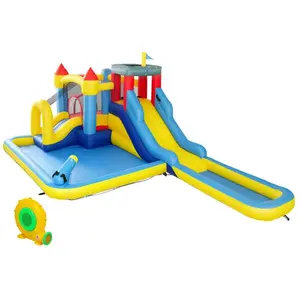 Comparateur de prix : AIYAPLAY Château gonflable enfant 6 en 1 - toboggan, trampoline, panier basket-ball, piscine, mur, pistolet - nombreux accesoires
