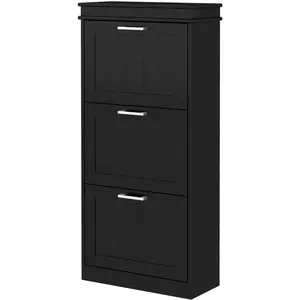 HOMCOM Meuble à chaussures, armoire à chaussures 3 portes abattants 15 paires, étagères réglables, 54 x 24 x 117,5 cm, noir pas cher