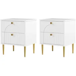 HOMCOM Lot de 2 tables de chevet avec 2 tiroirs et pieds en acier pour... pas cher
